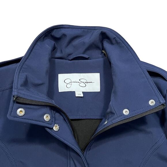 Jessica Simpson Navy Zip-Up Fleece Lined Water Resistant Jacket Womens Large - Picture 7 of 11